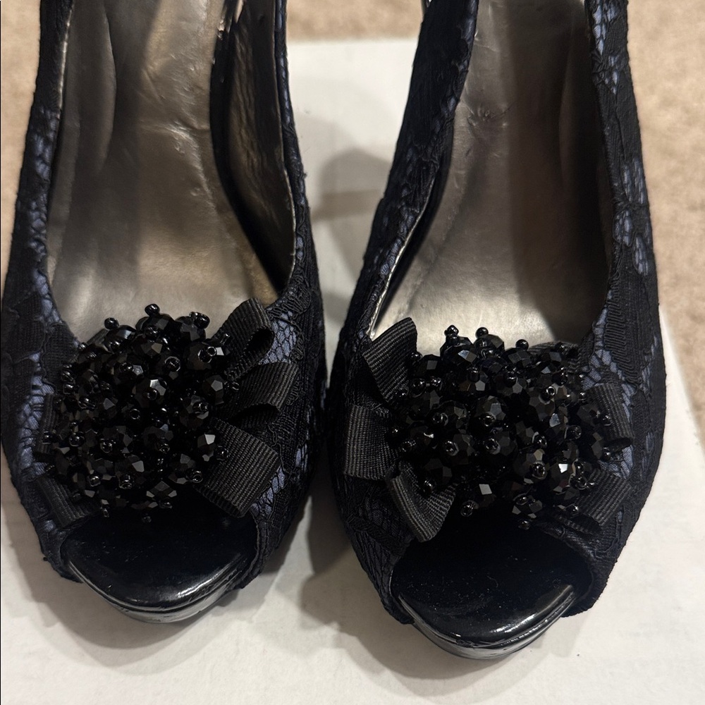 Elegant Black Peep-Toe Women's Shoes